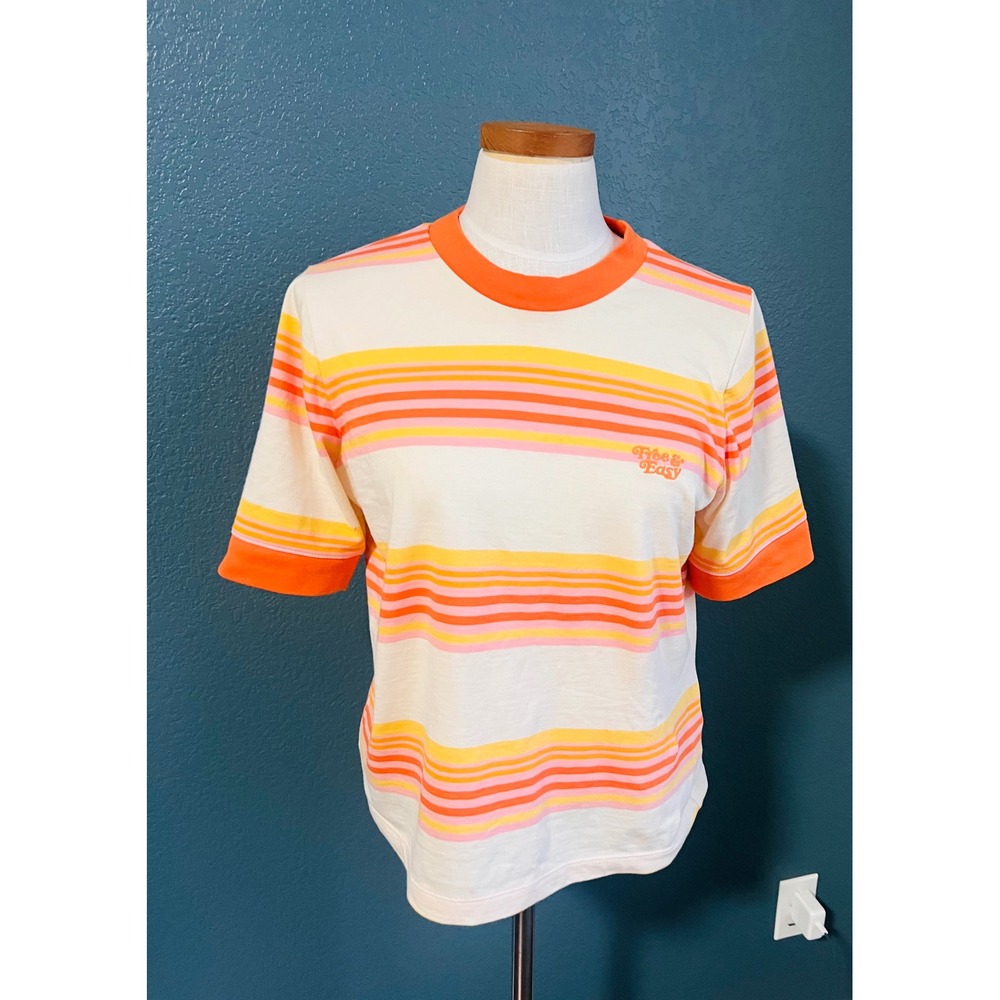 Madewell Striped Tee Free & Easy Embroidered Graphic T-Shirt Short Sleeve Top